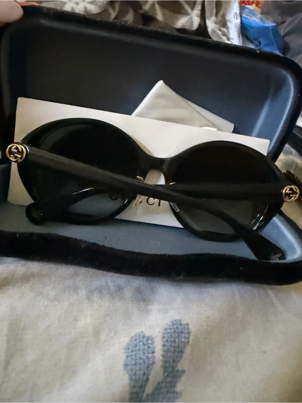 Gucci Black Frame with Gray Gradient Lenses Round Sunglasses